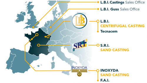 Localisation map of the LBI subsidiaries